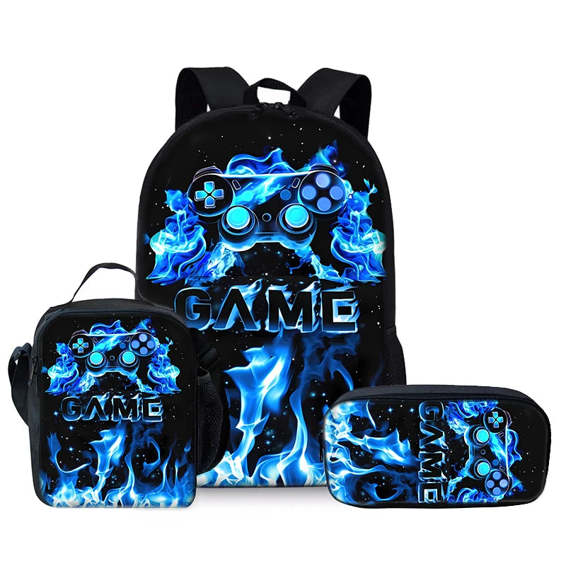 Best Gifts for Boys Girls Fashionable Three-Piece Set 3D Cartoon Waterproof School Backpack with Zipper Closure for Children