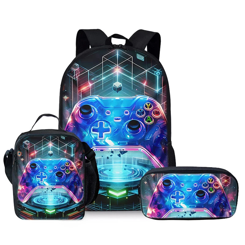 Best Gifts for Boys Girls Fashionable Three-Piece Set 3D Cartoon Waterproof School Backpack with Zipper Closure for Children