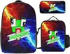 Frog-Headed Nylon School Backpack Large Capacity Breathable Ultra-Lightweight Three-Piece Set for Primary Middle School Students
