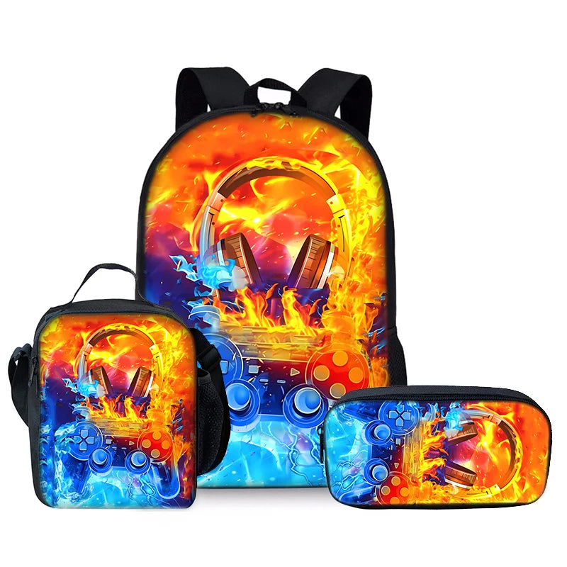 Best Gifts for Boys Girls Fashionable Three-Piece Set 3D Cartoon Waterproof School Backpack with Zipper Closure for Children