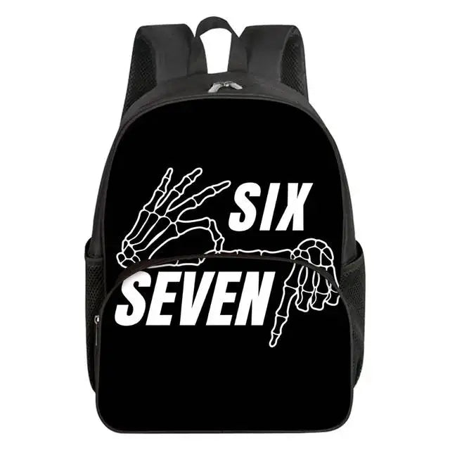 Colorful Number 67 Print Waterproof Polyester 3D Cartoon School Backpack with Front Pocket for Unisex Children