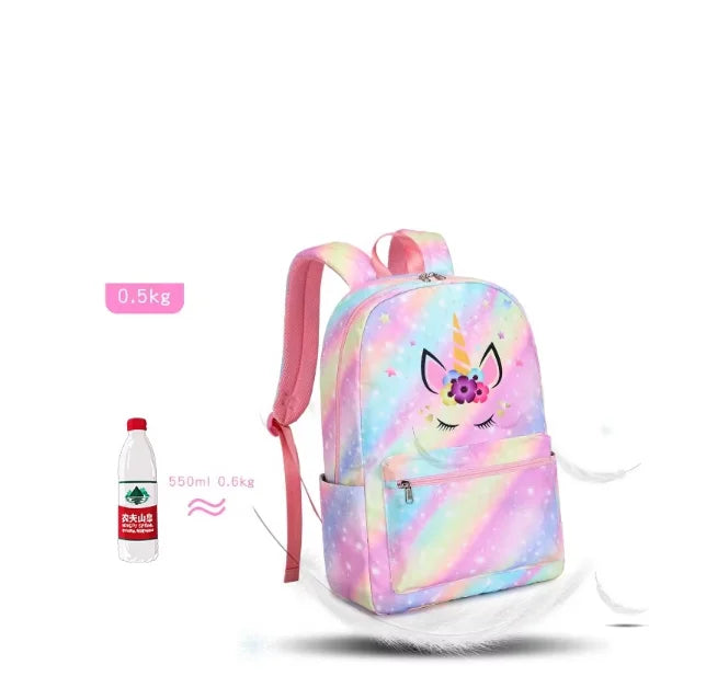 Unicorn School Bag Set for Girls With Lunch Bag School Backpacks Stylish Student Backpack Tie Dye Kids Girls Backpacks