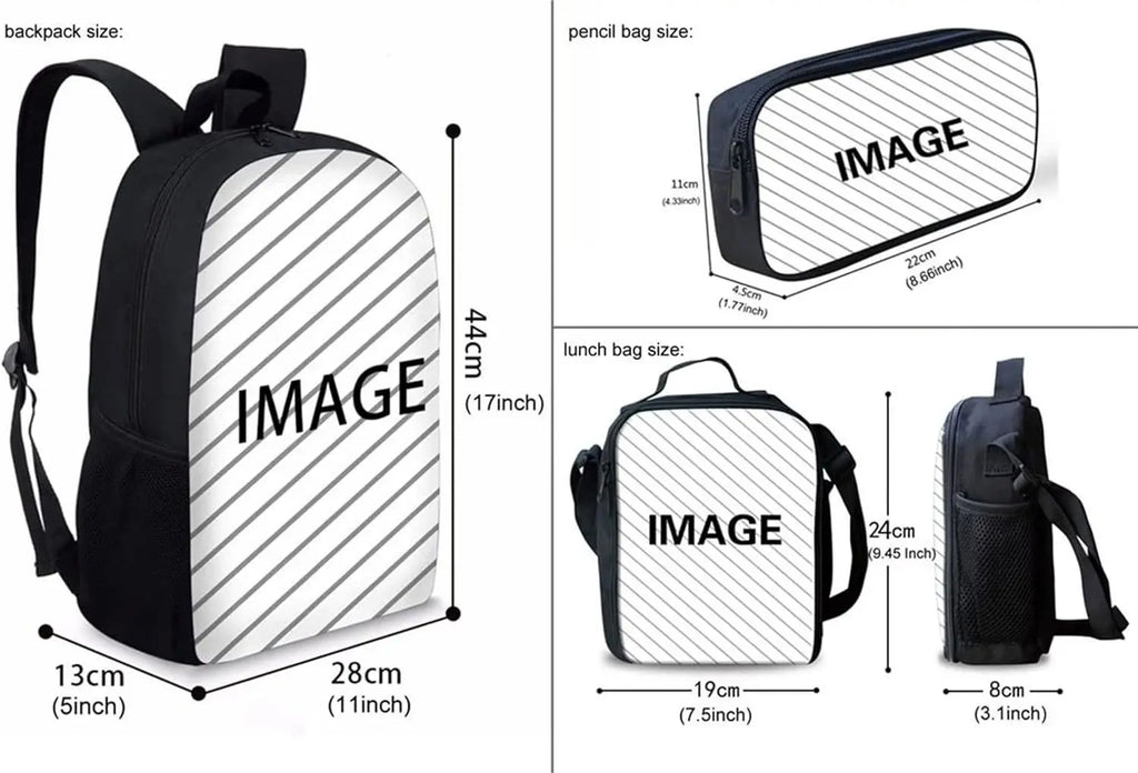 New Hot Selling Fashion Shanhaijing Children's Polyester Backpack Set Primary School Students Three-Piece Cute Lightweight
