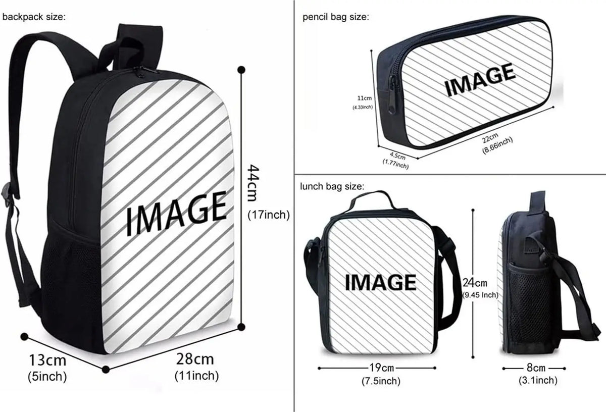 New Hot Selling Fashion Shanhaijing Children's Polyester Backpack Set Primary School Students Three-Piece Cute Lightweight