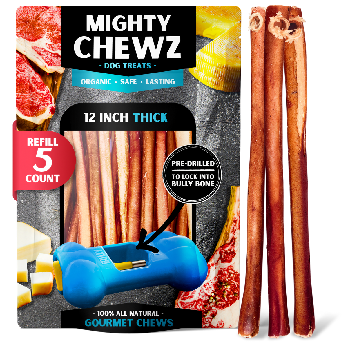 12" Thick Bully Sticks - Refill Pack