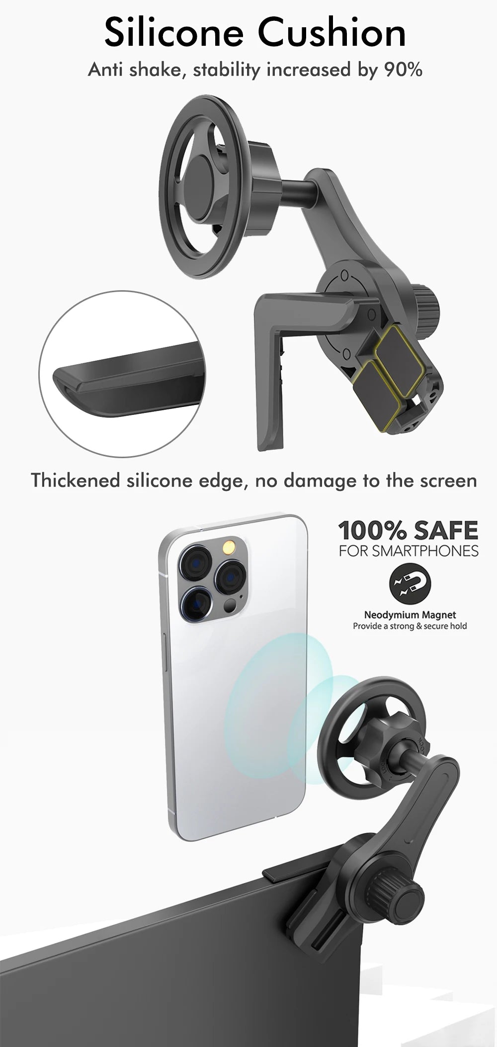 Car Mounted Display Screen Magnetic Mobile Phone Holder 360 Degree Freely Rotation Foldable Mount Usded for Car Electric Vehicle