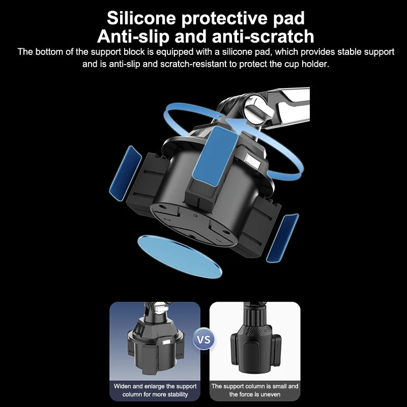 Upgraded Adjustable 360° Car Mount for Mobile Phones & Small Tablets, Convenient for All Vehicles