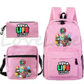 Toca Life World Backpack 3pcs Set Cute Girls Cartoon School Bags Travel Bag Toca Boca Print Bookbag Kids Anime Rucksack Mochila