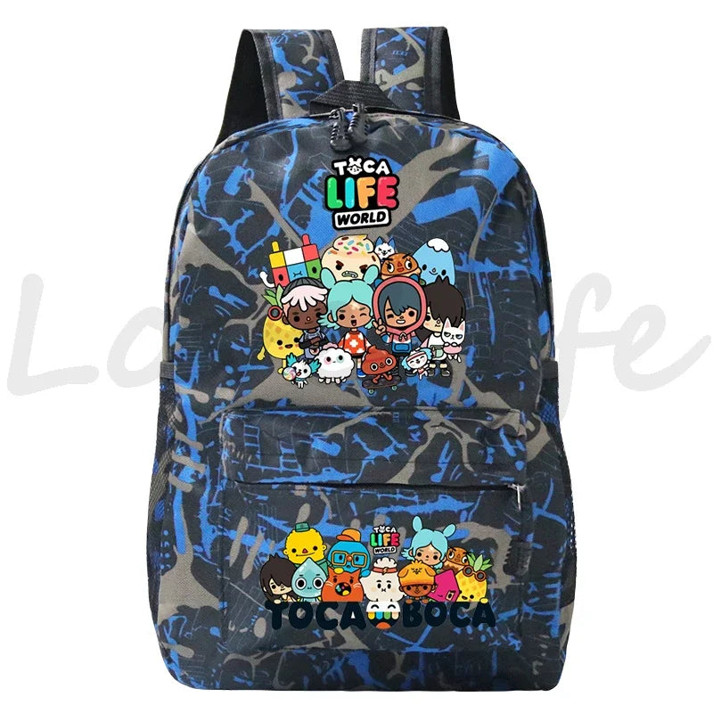 Kawaii Toca Life World Print Backpacks Children Casual Bookbag Boys Girls Cartoon School Bag Kids Toca Boca Rucksack Gift Bag