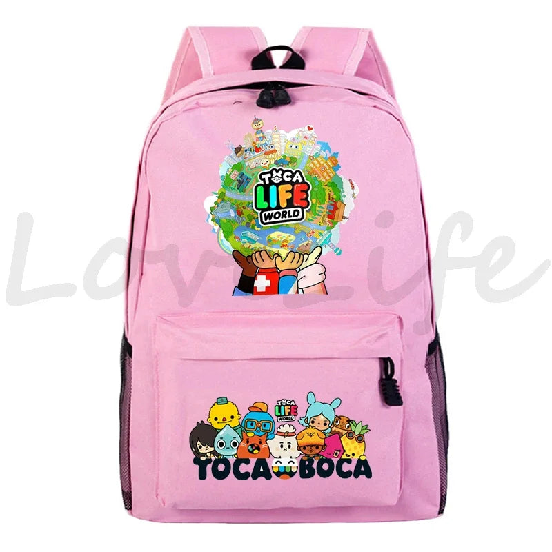 Kawaii Toca Life World Print Backpacks Children Casual Bookbag Boys Girls Cartoon School Bag Kids Toca Boca Rucksack Gift Bag