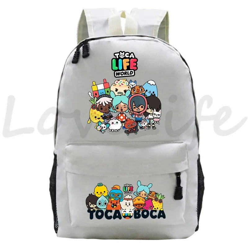 Kawaii Toca Life World Print Backpacks Children Casual Bookbag Boys Girls Cartoon School Bag Kids Toca Boca Rucksack Gift Bag