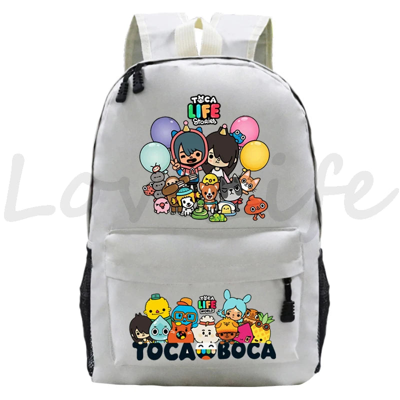 Kawaii Toca Life World Print Backpacks Children Casual Bookbag Boys Girls Cartoon School Bag Kids Toca Boca Rucksack Gift Bag