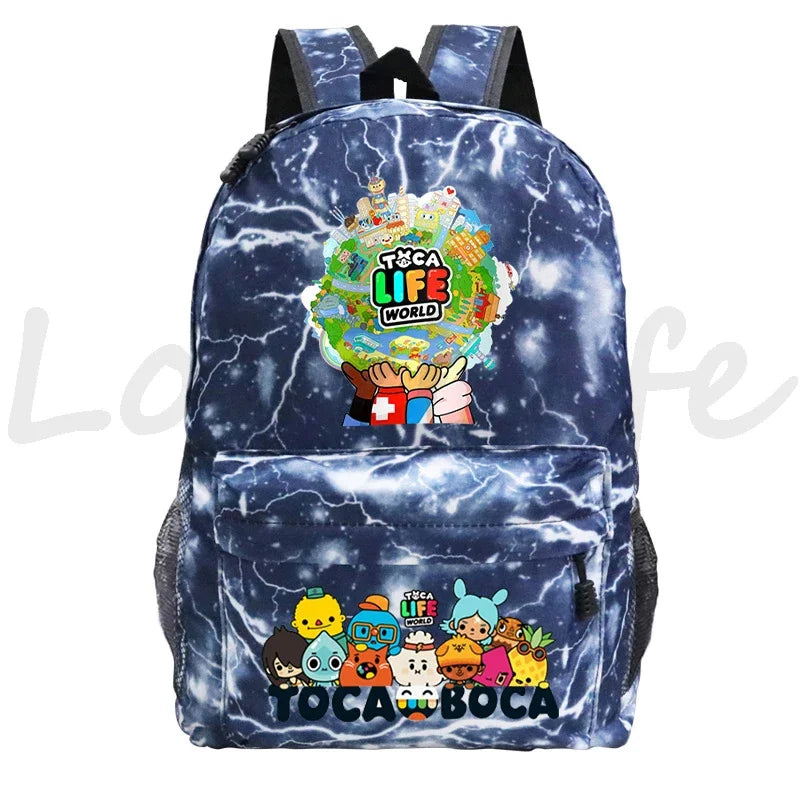 Kawaii Toca Life World Print Backpacks Children Casual Bookbag Boys Girls Cartoon School Bag Kids Toca Boca Rucksack Gift Bag