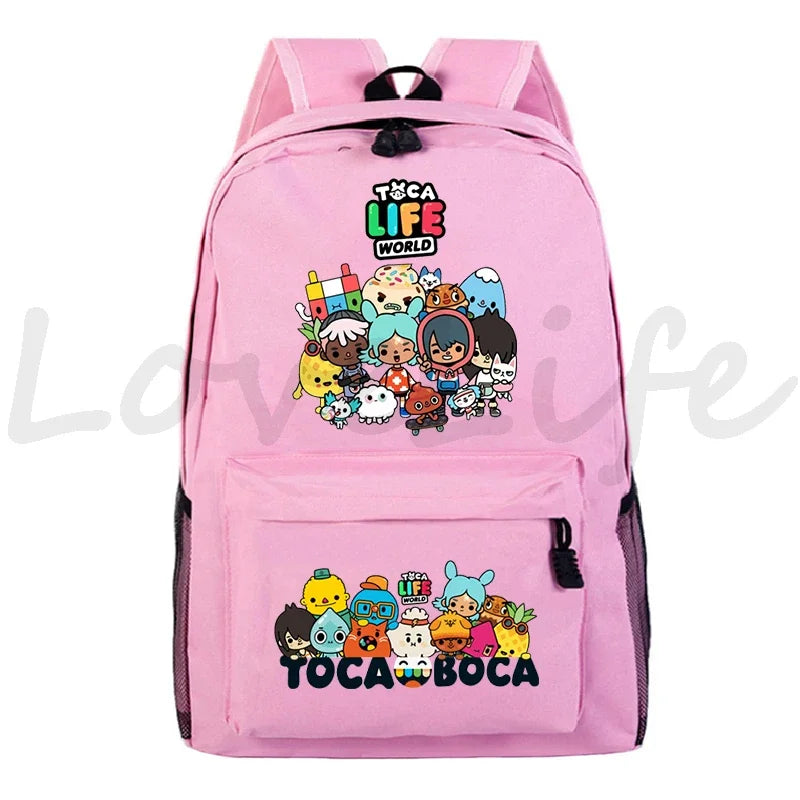 Kawaii Toca Life World Print Backpacks Children Casual Bookbag Boys Girls Cartoon School Bag Kids Toca Boca Rucksack Gift Bag