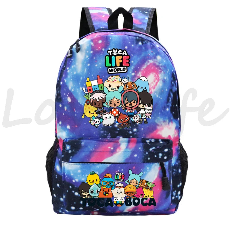 Kawaii Toca Life World Print Backpacks Children Casual Bookbag Boys Girls Cartoon School Bag Kids Toca Boca Rucksack Gift Bag