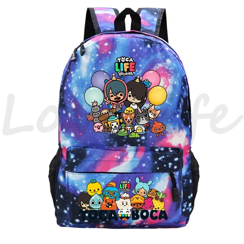 Kawaii Toca Life World Print Backpacks Children Casual Bookbag Boys Girls Cartoon School Bag Kids Toca Boca Rucksack Gift Bag