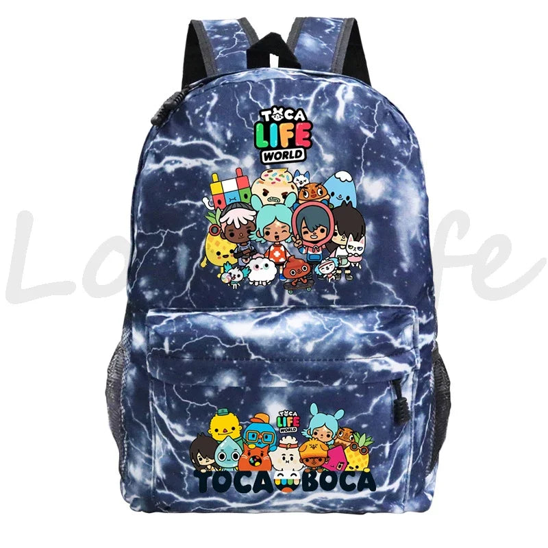 Kawaii Toca Life World Print Backpacks Children Casual Bookbag Boys Girls Cartoon School Bag Kids Toca Boca Rucksack Gift Bag