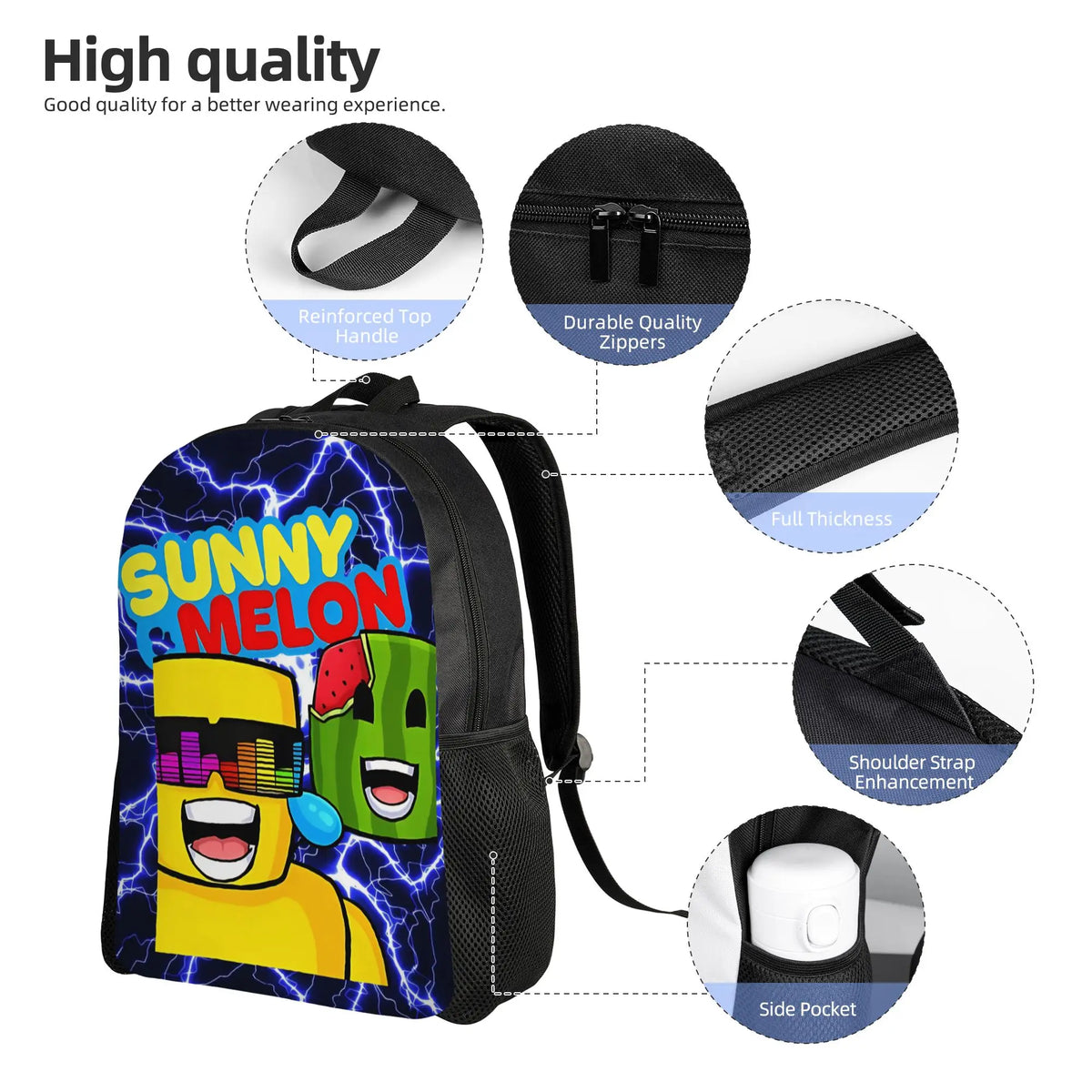 Sunny and Melon Backpack  Trekking Backpacks Women Men Colorful Durable School Bags Stylish Rucksack
