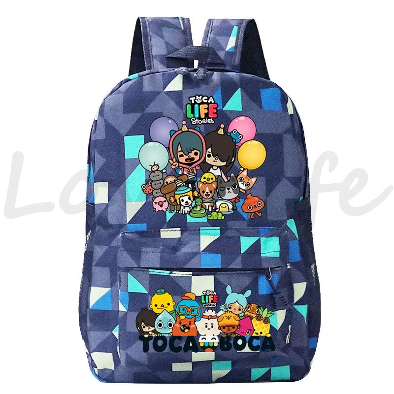 Kawaii Toca Life World Print Backpacks Children Casual Bookbag Boys Girls Cartoon School Bag Kids Toca Boca Rucksack Gift Bag