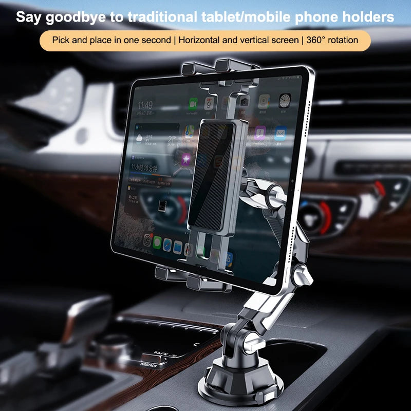 Upgraded Adjustable 360° Car Mount for Mobile Phones & Small Tablets, Convenient for All Vehicles