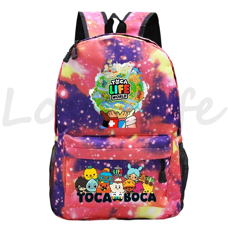 Kawaii Toca Life World Print Backpacks Children Casual Bookbag Boys Girls Cartoon School Bag Kids Toca Boca Rucksack Gift Bag