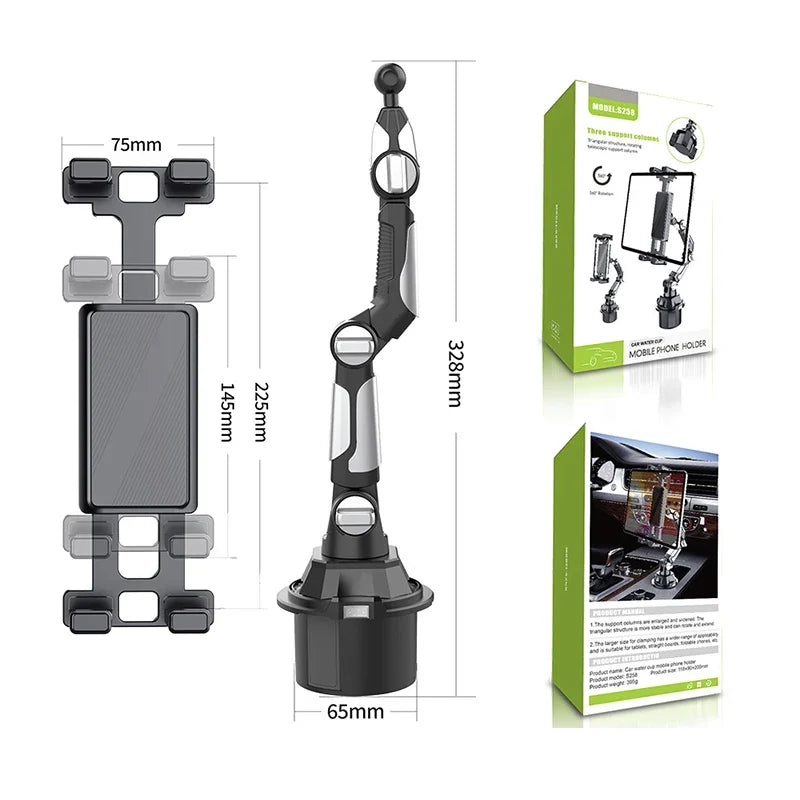 Upgraded Adjustable 360° Car Mount for Mobile Phones & Small Tablets, Convenient for All Vehicles