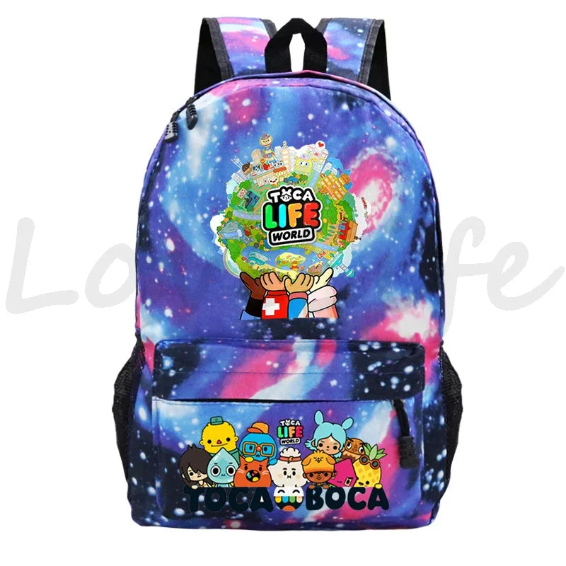 Kawaii Toca Life World Print Backpacks Children Casual Bookbag Boys Girls Cartoon School Bag Kids Toca Boca Rucksack Gift Bag