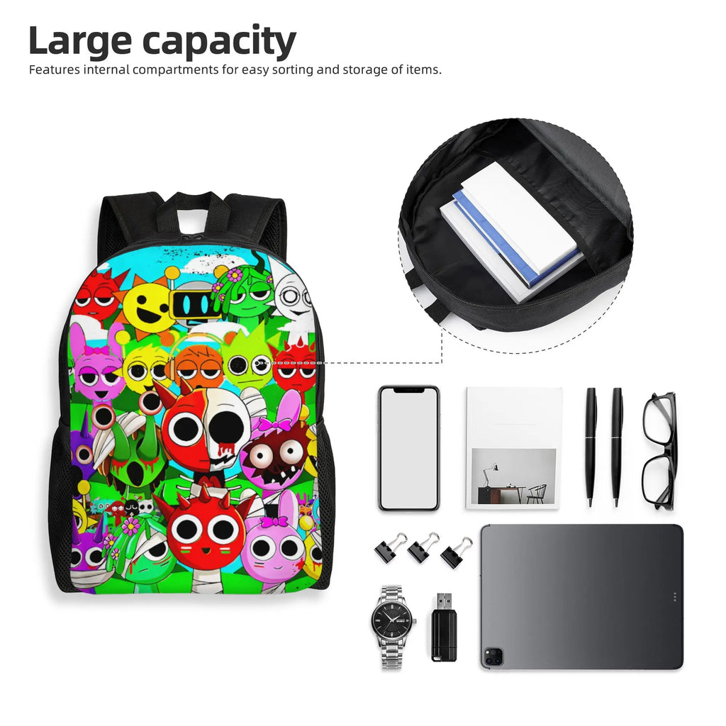 Custom S-Sprunkies Game Cute Cartoon Backpacks for Men Women College School Students Bookbag Fits 15 Inch Laptop Classic  Bags