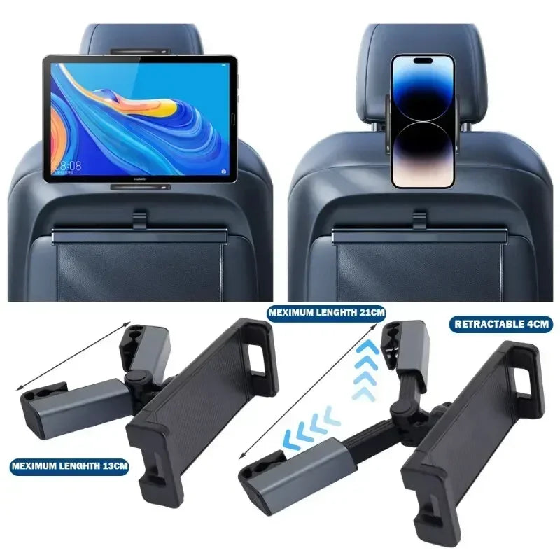 Car Mount Universal Car Headrest Mount Holder Compatible Road Trip Essentials For 4.5-6 Inch Phones and 7-10.5 Inch Tablets
