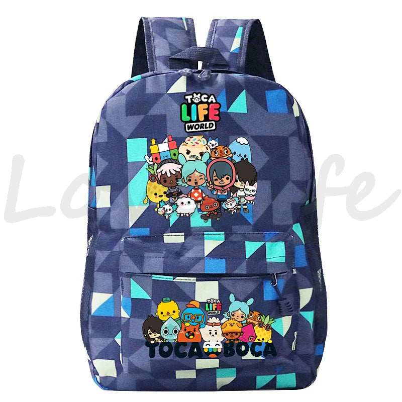 Kawaii Toca Life World Print Backpacks Children Casual Bookbag Boys Girls Cartoon School Bag Kids Toca Boca Rucksack Gift Bag