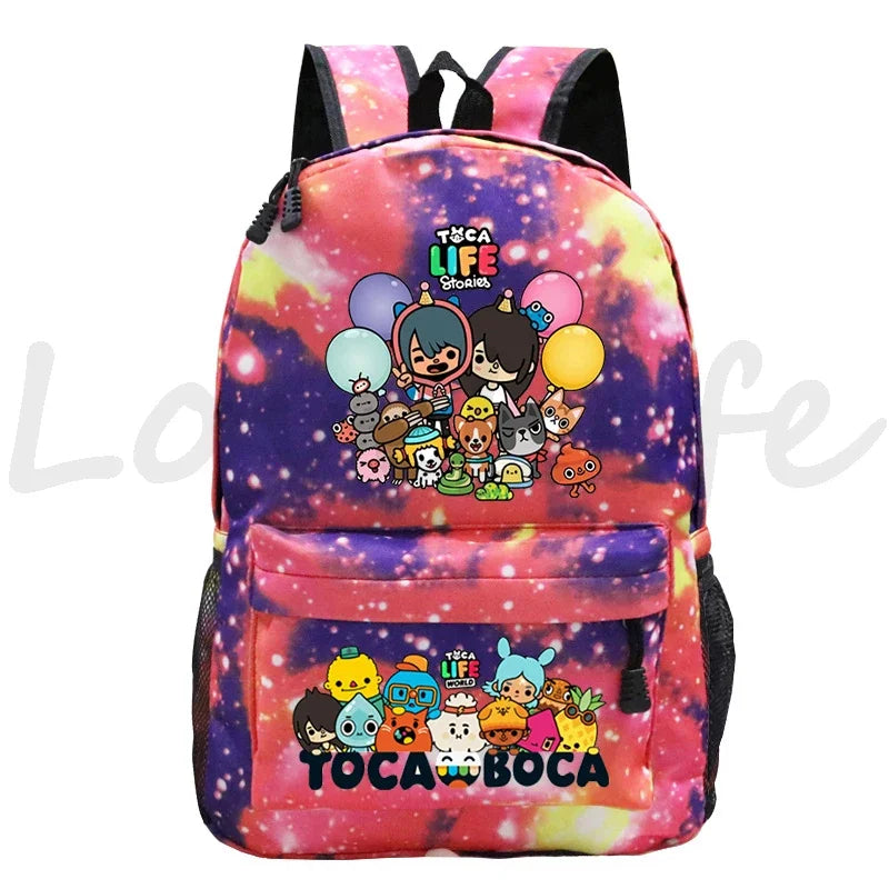 Kawaii Toca Life World Print Backpacks Children Casual Bookbag Boys Girls Cartoon School Bag Kids Toca Boca Rucksack Gift Bag
