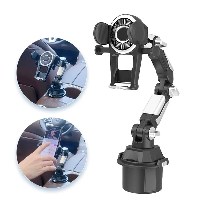Upgraded Adjustable 360° Car Mount for Mobile Phones & Small Tablets, Convenient for All Vehicles