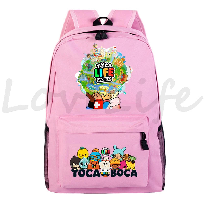 Kawaii Toca Life World Print Backpacks Children Casual Bookbag Boys Girls Cartoon School Bag Kids Toca Boca Rucksack Gift Bag