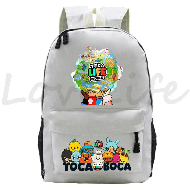 Kawaii Toca Life World Print Backpacks Children Casual Bookbag Boys Girls Cartoon School Bag Kids Toca Boca Rucksack Gift Bag