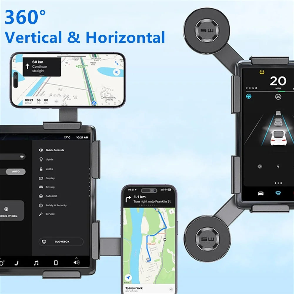 Magnetic Car Phone Holder Mount 360° Rotation Display Screen Side Bracket Stable Stand for Car Interior Accessories Easy Install