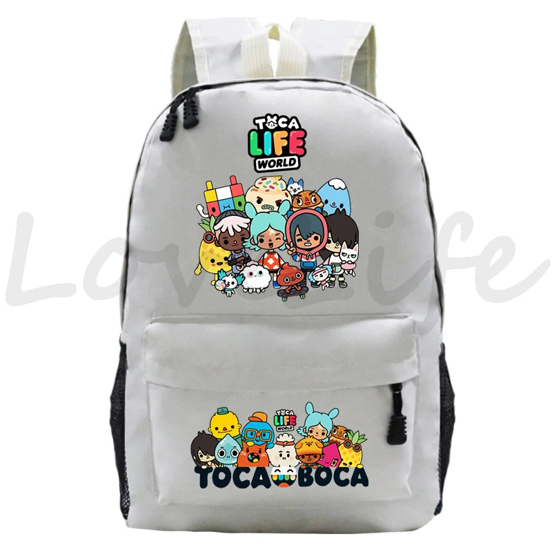 Kawaii Toca Life World Print Backpacks Children Casual Bookbag Boys Girls Cartoon School Bag Kids Toca Boca Rucksack Gift Bag