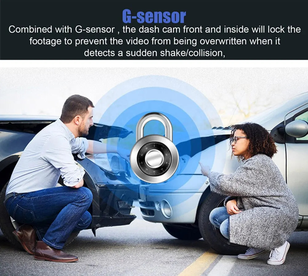 Dash Cam W/ IR Night Vision Loop Recording & 2' IPS Screen 1080P 3 Camera, DVR Recorder, Video Recorder, Vehicle DVR