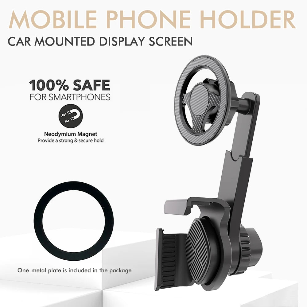 Car Mounted Display Screen Magnetic Mobile Phone Holder 360 Degree Freely Rotation Foldable Mount Usded for Car Electric Vehicle