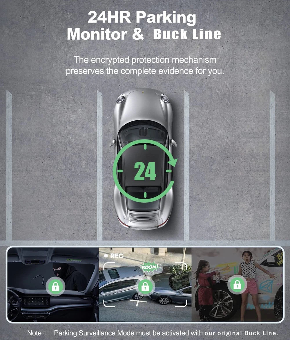 2.0Inch Car DVR Dash Cam HD Dash Camera Three Way Lens Video Recorder 1080P Black Box Cycle Recording Dashcam Camcorder
