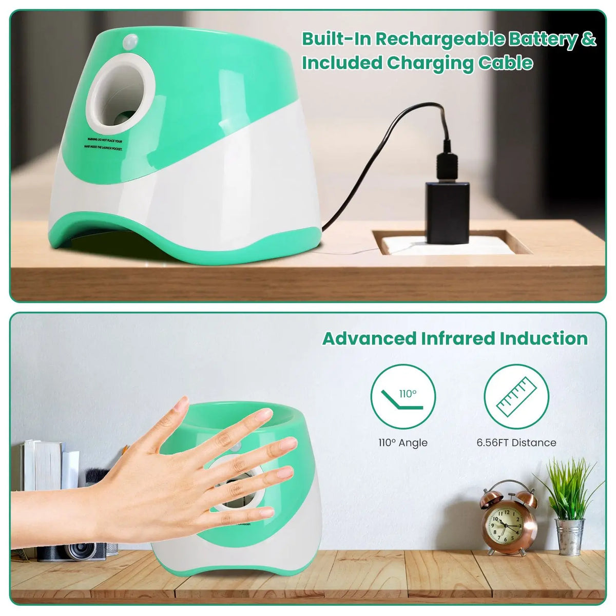 Automatic Dog Ball Launcher 6 Tennis Balls 3 Adjustable Launch Distance Interactive Ball Thrower Fetch Machine Chew Toy for Pets