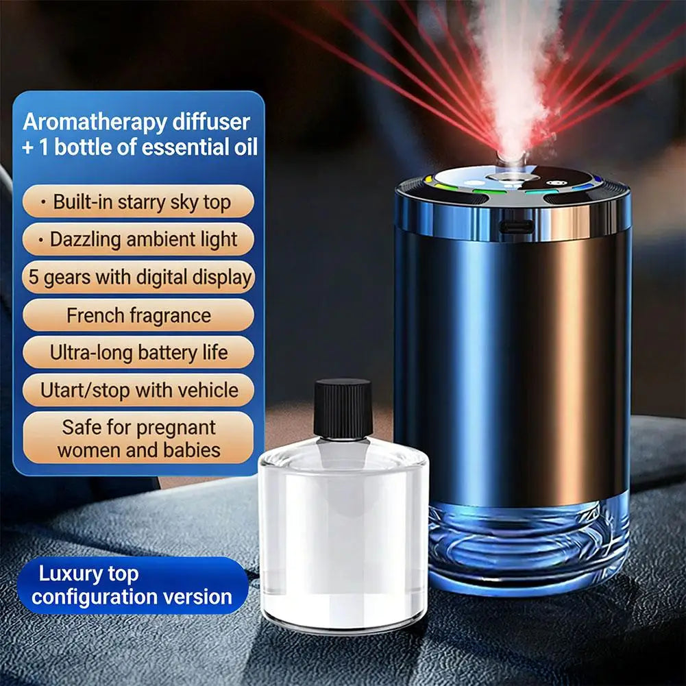 Car Electric Air Diffuser Aroma Car Air Freshener Car Aromatherapy Replacement Smell Auto Scent Starry Sky Ceiling Ambient Light