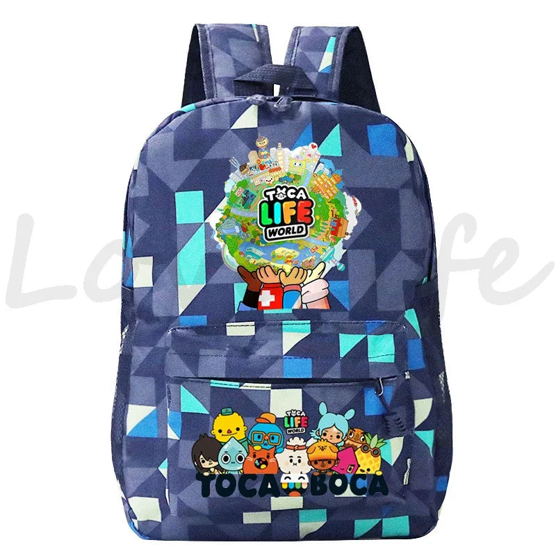 Kawaii Toca Life World Print Backpacks Children Casual Bookbag Boys Girls Cartoon School Bag Kids Toca Boca Rucksack Gift Bag