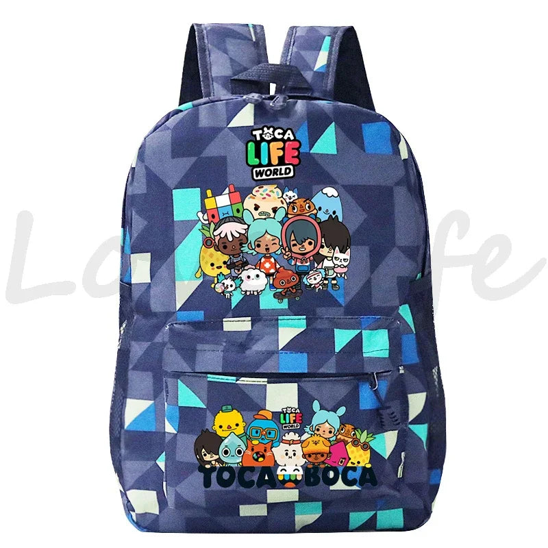 Kawaii Toca Life World Print Backpacks Children Casual Bookbag Boys Girls Cartoon School Bag Kids Toca Boca Rucksack Gift Bag