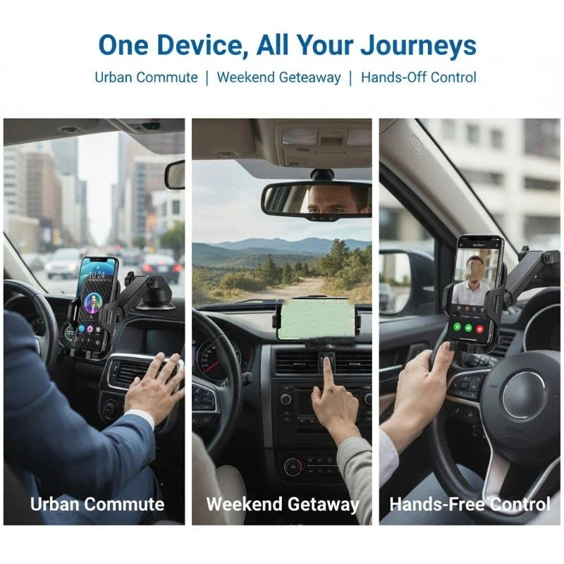Universal Car Phone Mount with 360° Rotation for Easy Access to GPS and Calls