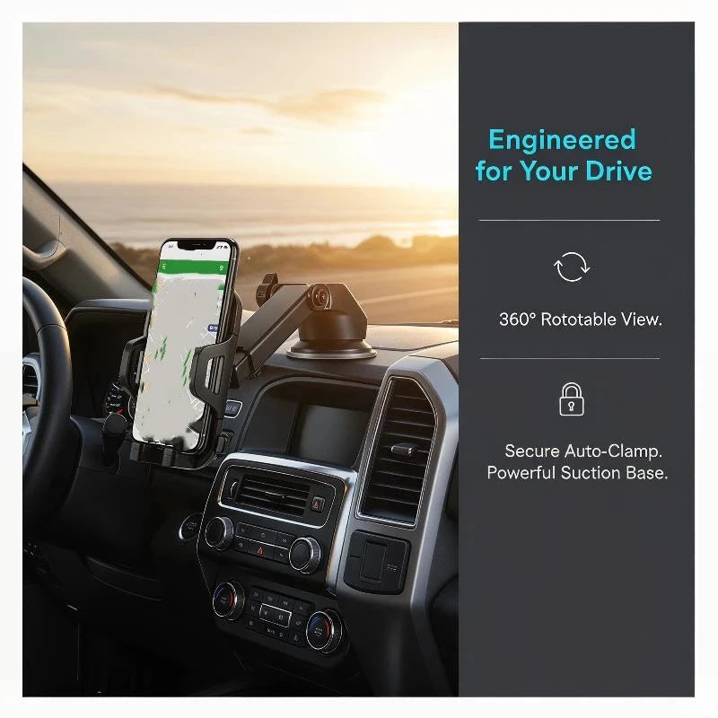Universal Car Phone Mount with 360° Rotation for Easy Access to GPS and Calls