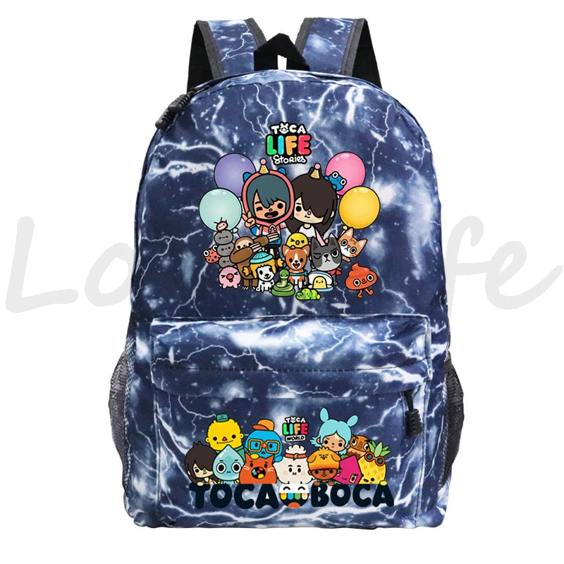 Kawaii Toca Life World Print Backpacks Children Casual Bookbag Boys Girls Cartoon School Bag Kids Toca Boca Rucksack Gift Bag