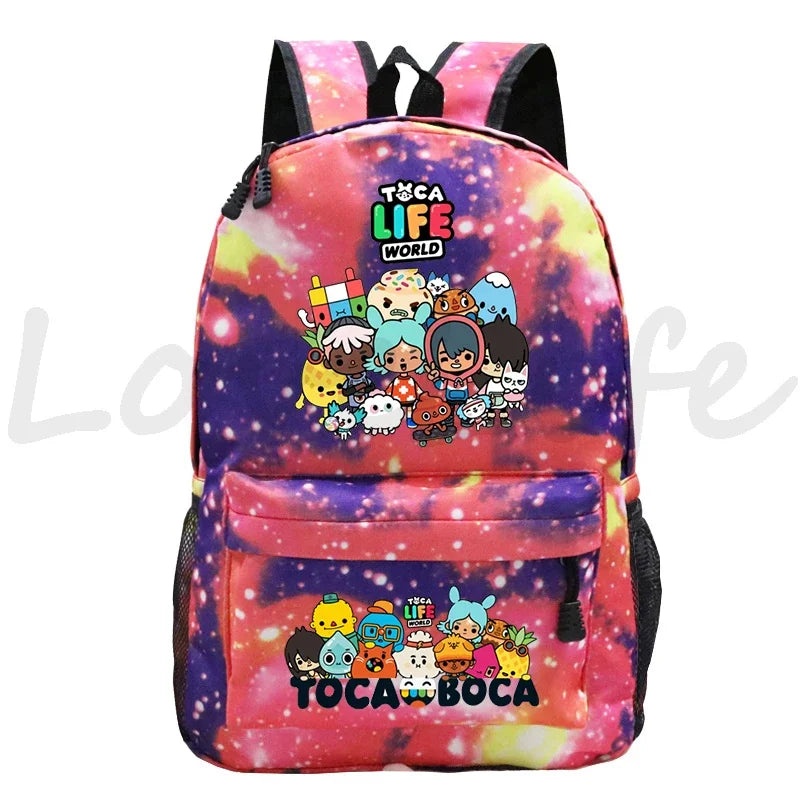 Kawaii Toca Life World Print Backpacks Children Casual Bookbag Boys Girls Cartoon School Bag Kids Toca Boca Rucksack Gift Bag
