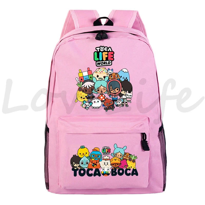 Kawaii Toca Life World Print Backpacks Children Casual Bookbag Boys Girls Cartoon School Bag Kids Toca Boca Rucksack Gift Bag