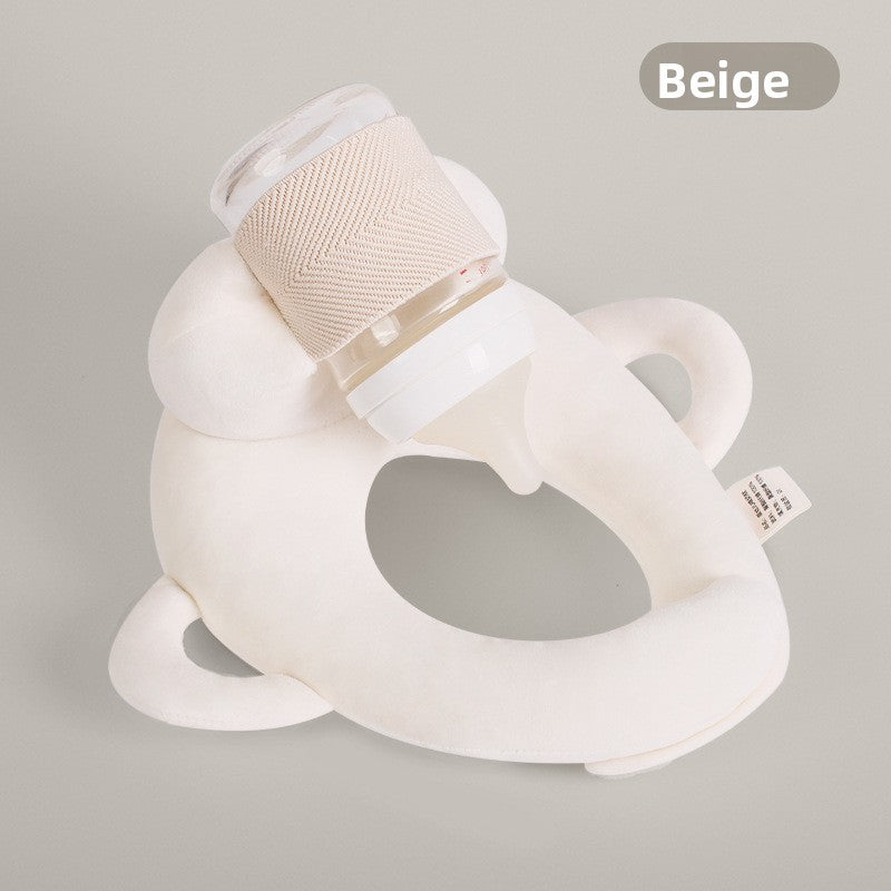 Portable anti-spitting-up baby bottle-feeding pillow for infants