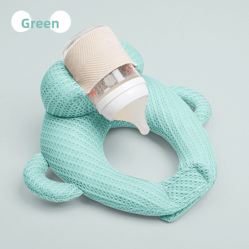 Portable anti-spitting-up baby bottle-feeding pillow for infants